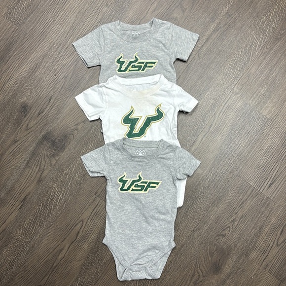 Baby’s Go Bulls! 6mo/12mo/18mo onesies! Two grey, one white. Go USF! - Picture 3 of 13